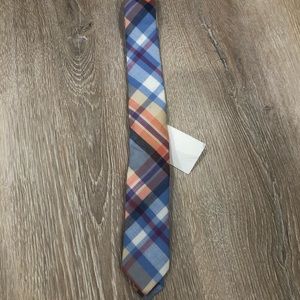 Original Penguin Skinny Tie Blue & Peach Plaid